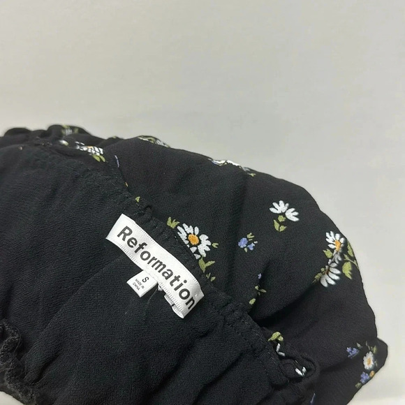 Reformation Silvia Mini Dress Sleeveless Floral Daisy Printed Black Size Small - Picture 10 of 12